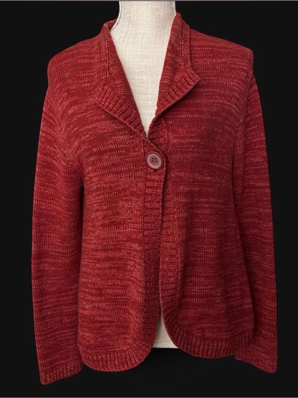 Westbound Red Marled Knit Single-Button Cardigan